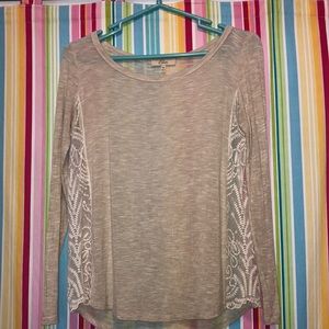Tan blended Long Sleeve with Lace